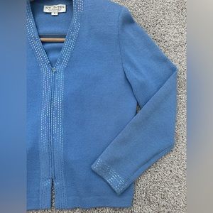 St. John Blue Knit Zip Up Jacket